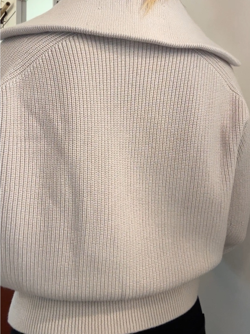 COS Cream Ribbed Funnel Neck Zip Front Sweater - Picture 11 of 11